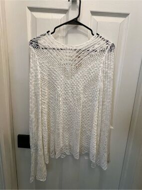 White Open-Knit Women's Sweater